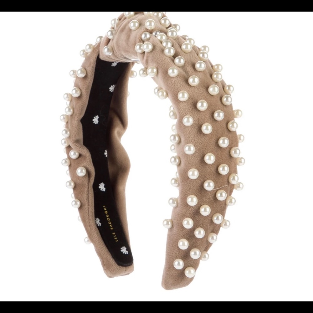 Lele Sadoughi brown with pearls